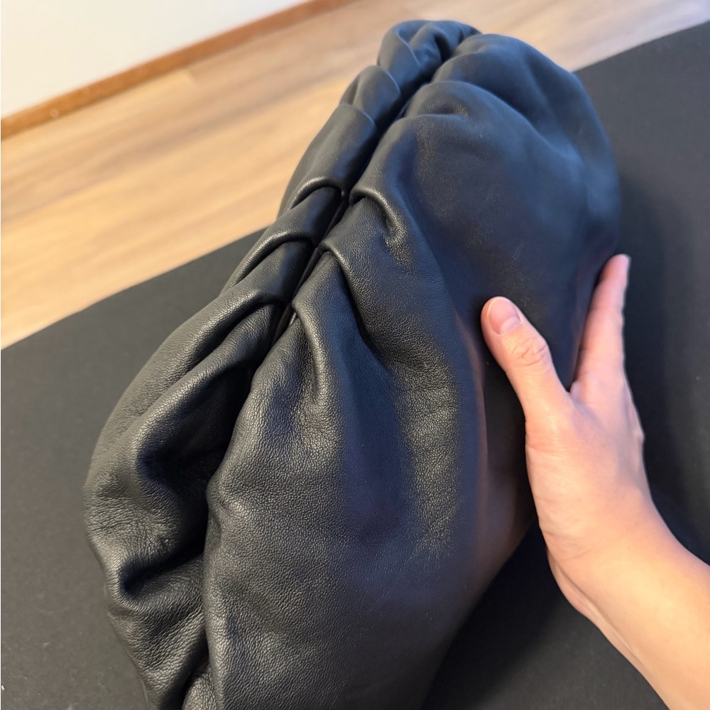 Black Leather Cloud Clutch